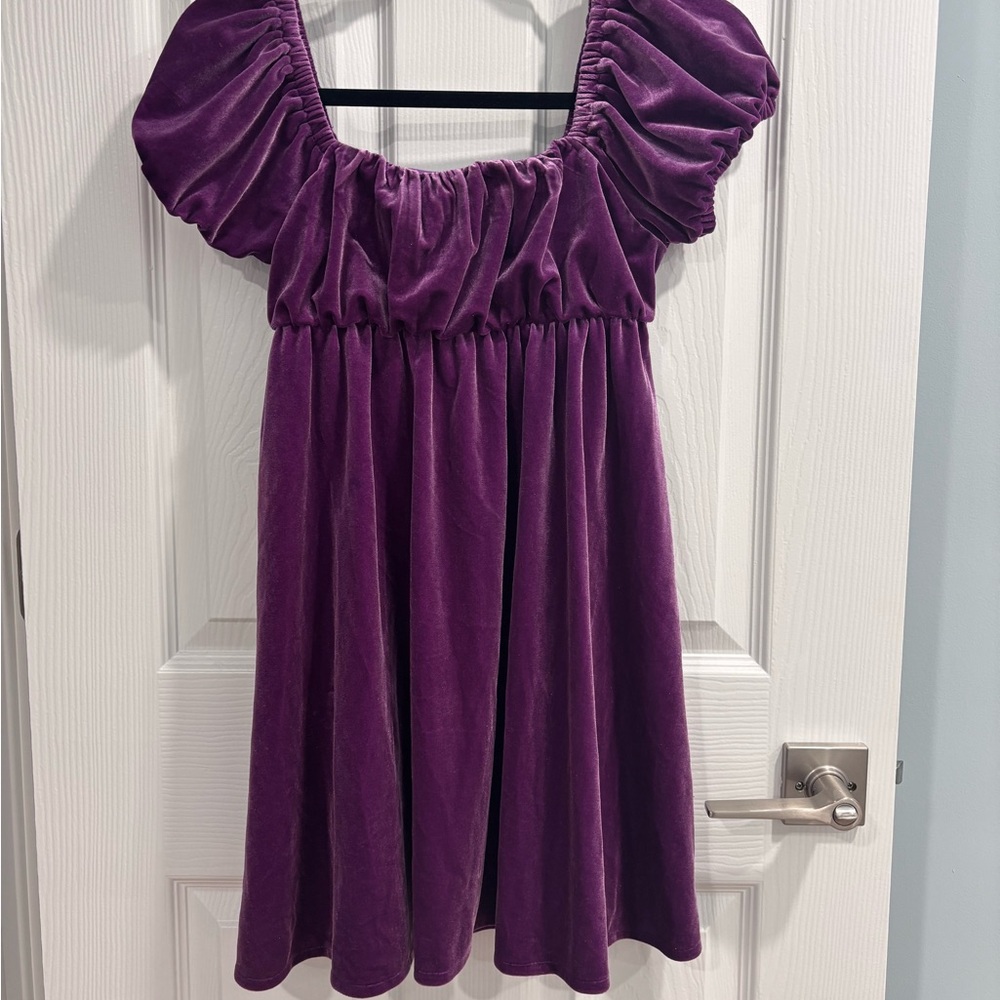 Purple Velvet Girls Dress